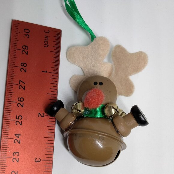 Reindeer Jingle Bell Christmas Ornament handmade Heart - Picture 4 of 9
